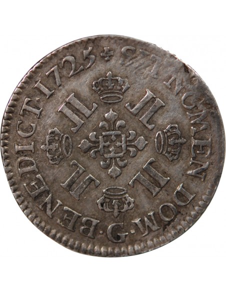 LOUIS XV - 1/4 ECU ARGENT AUX 8 L 1725 G POITIERS