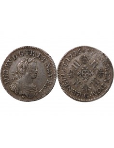 LOUIS XV - 1/4 ECU ARGENT AUX 8 L 1725 G POITIERS 2