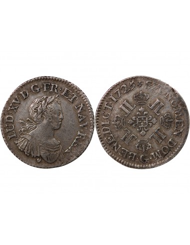 LOUIS XV - 1/4 ECU ARGENT AUX 8 L 1725 G POITIERS