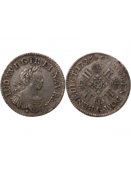LOUIS XV - 1/4 ECU ARGENT AUX 8 L 1725 G POITIERS