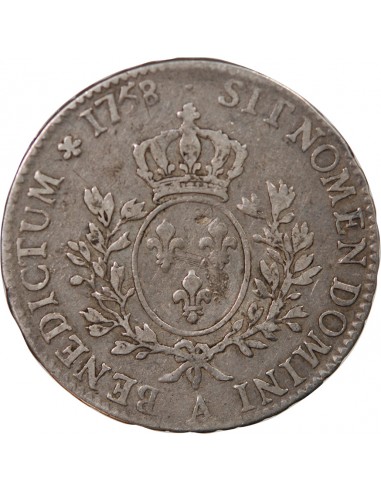 LOUIS XV - ECU ARGENT AU BANDEAU 1758 A PARIS