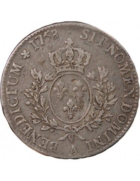 LOUIS XV - ECU ARGENT AU BANDEAU 1758 A PARIS