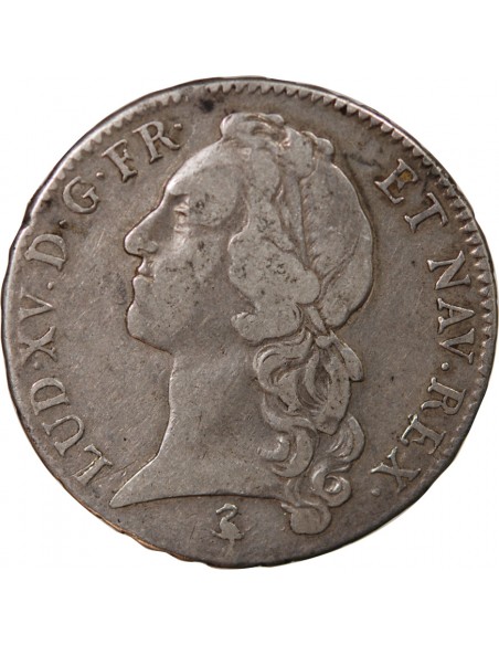 LOUIS XV - ECU ARGENT AU BANDEAU 1758 A PARIS