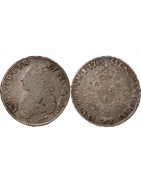 LOUIS XVI - ECU DE BEARN ARGENT AUX RAMEAUX D'OLIVIER 1785 PAU