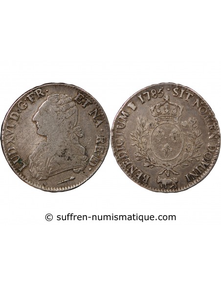 LOUIS XVI - ECU DE BEARN ARGENT AUX RAMEAUX D'OLIVIER 1785 PAU