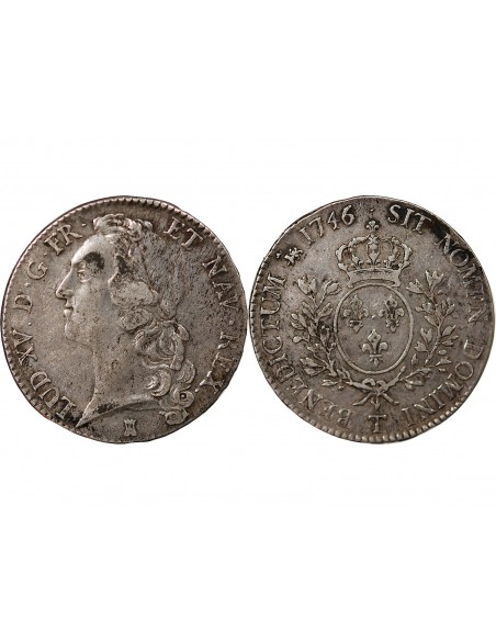 Louis XV 1 ecu Argent 1746 T Nantes