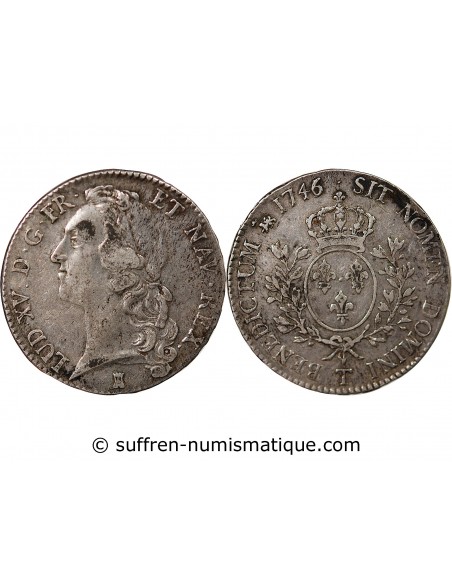 Louis XV 1 ecu Argent 1746 T Nantes