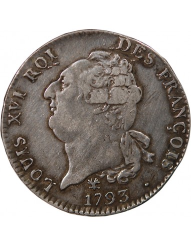 Louis XVI 1 ecu Argent 1793 L Bayonne