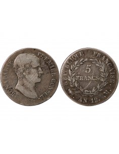 BONAPARTE Ier CONSUL﻿ - 5 FRANCS, ARGENT - AN 12, M TOULOUSE 2