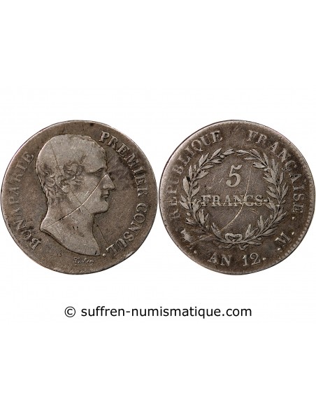 BONAPARTE Ier CONSUL﻿ - 5 FRANCS, ARGENT - AN 12, M TOULOUSE