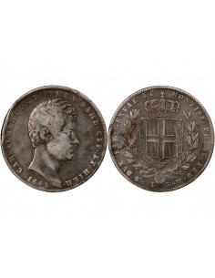 Sardaigne Charles-Albert 5 lire Argent 1843 CL Gênes 2