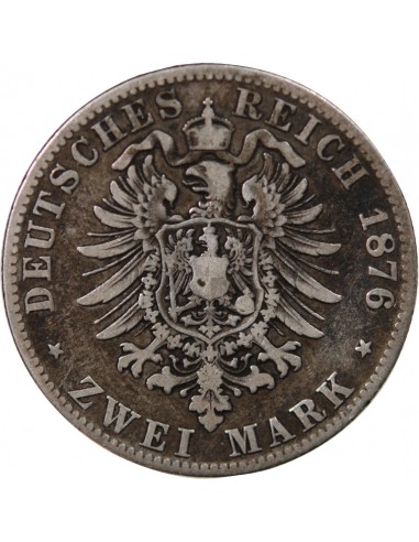 Allemagne Louis II 2 mark Argent 1876 D Munich