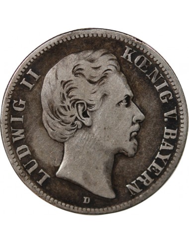 Allemagne Louis II 2 mark Argent 1876 D Munich