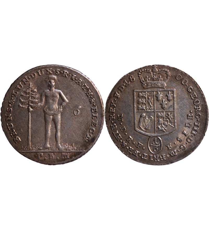 ALLEMAGNE, BRUNSWICK LUNEBURG, GEORGES III - 1/6 THALER ARGENT 1800
