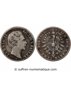 Allemagne Louis II 2 mark Argent 1876 D Munich