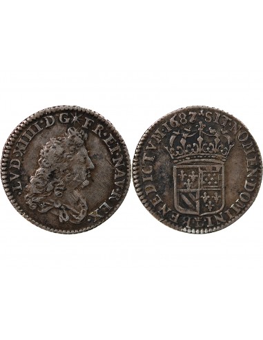 Louis XIV 1/2 Ecu de Flandre Argent 1687 W Lille