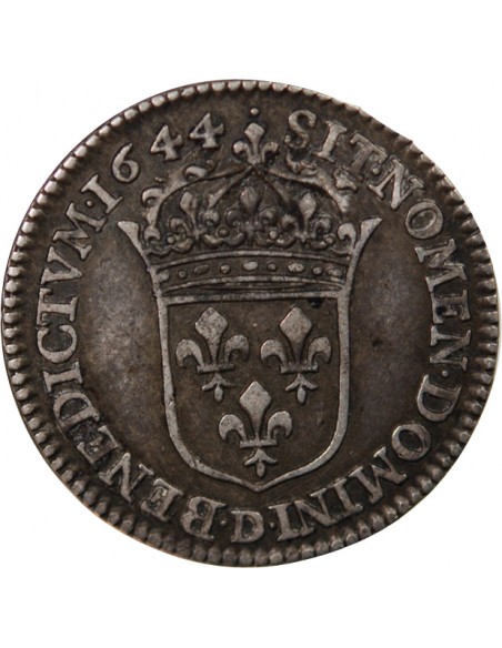 Louis XIV 01-déc ecu Argent 1644 D Lyon