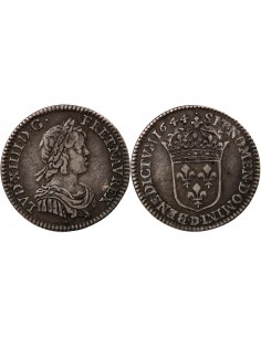 Louis XIV 1/12 Ecu Argent 1644 D Lyon 2