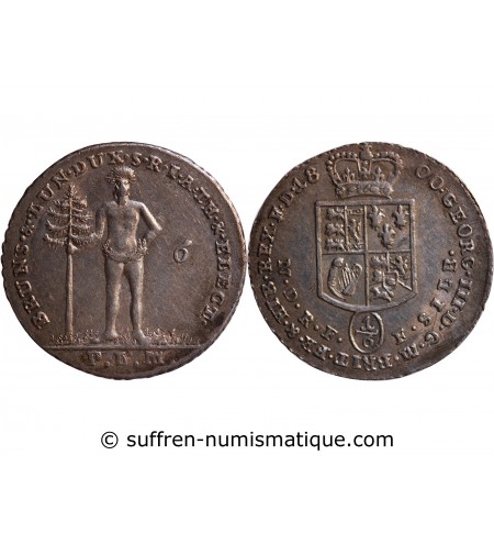 ALLEMAGNE, BRUNSWICK LUNEBURG, GEORGES III - 1/6 THALER ARGENT 1800