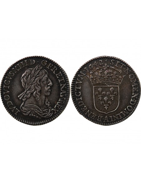 Louis XIV 01-déc ecu Argent 1642 A Paris