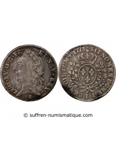 LOUIS XV - 1/2 ECU VIEILLE TETE 1773 I LIMOGES