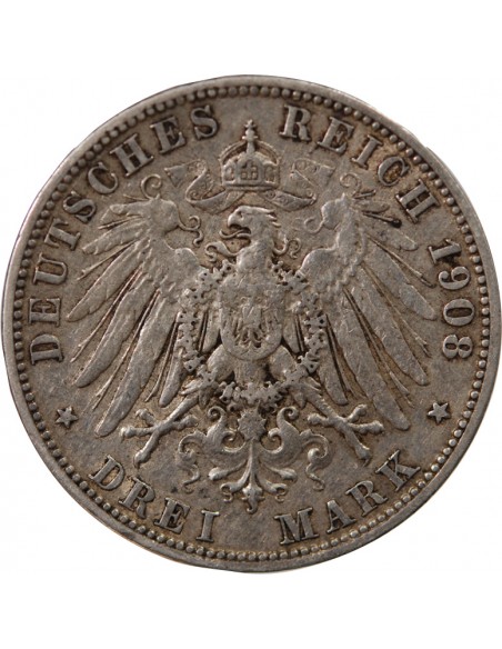 Allemagne Guillaume II, Empereur 3 mark Argent 1908 A Berlin