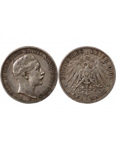 Allemagne Guillaume II, Empereur 3 mark Argent 1908 A Berlin 2