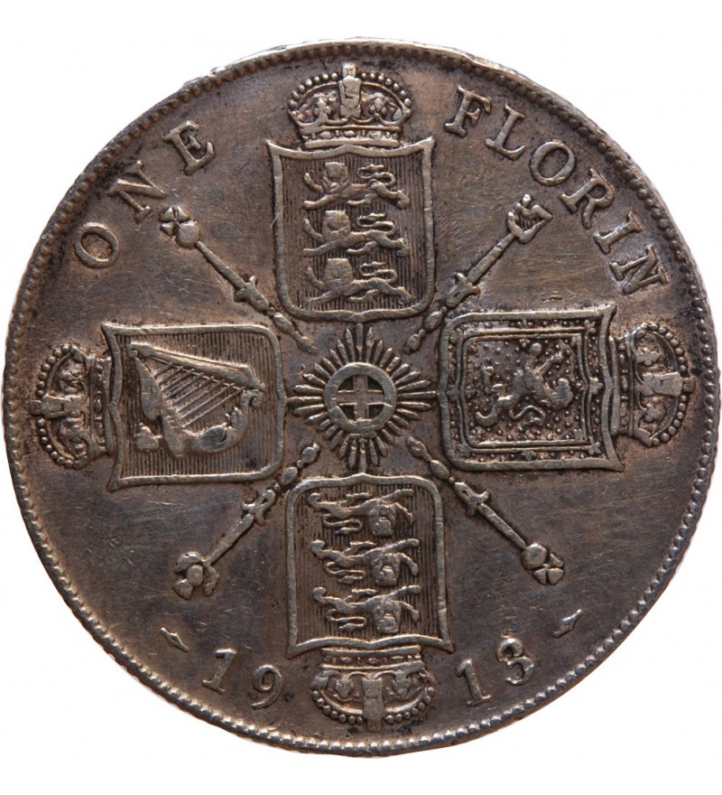 ANGLETERRE, GEORGES V - FLORIN ARGENT 1913
