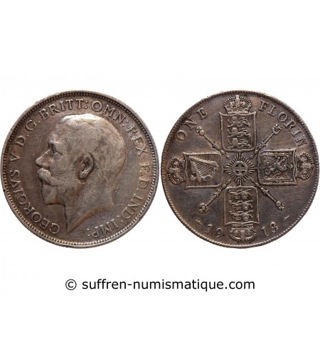 ANGLETERRE, GEORGES V - FLORIN ARGENT 1913