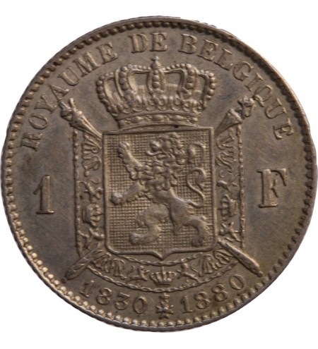 BELGIQUE, LEOPOLD II - 1 FRANC ARGENT 1880