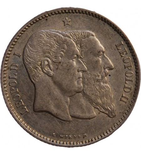 BELGIQUE, LEOPOLD II - 1 FRANC ARGENT 1880