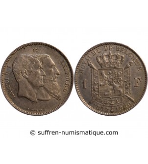 BELGIQUE, LEOPOLD II - 1 FRANC ARGENT 1880