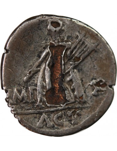 Rome Empire Auguste 1 denier Cuivre plaqué Argent 15 AV JC D Lyon