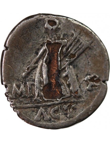 Rome Empire Auguste 1 denier Cuivre plaqué Argent 15 AV JC D Lyon