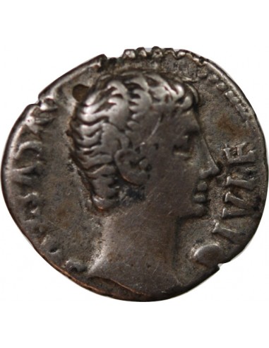 Rome Empire Auguste 1 denier Cuivre plaqué Argent 15 AV JC D Lyon