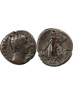 Rome Empire Auguste 1 denier Cuivre plaqué Argent 15 AV JC D Lyon 2