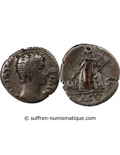 Rome Empire Auguste 1 denier Cuivre plaqué Argent 15 AV JC D Lyon