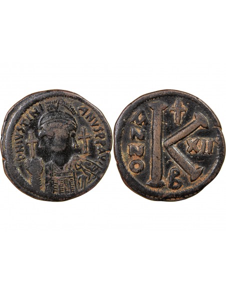 Empire Byzantin Justinien Ier 01-févr follis Cuivre 538-539 Constantinople