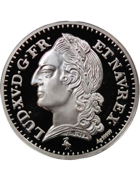 MEDAILLE ARGENT BE - REPRODUCTION ECU A LA VIEILLE TETE LOUIS XV 1771