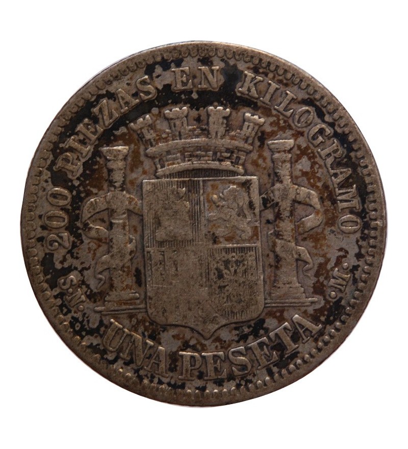 ESPAGNE, GOUVERNEMENT PROVISOIR - 1 PESETA ARGENT 1870