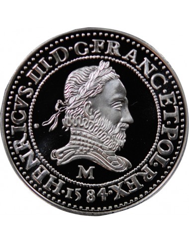MEDAILLE ARGENT BE - REPRODUCTION FRANC AU COL FRAISE HENRI III 1584