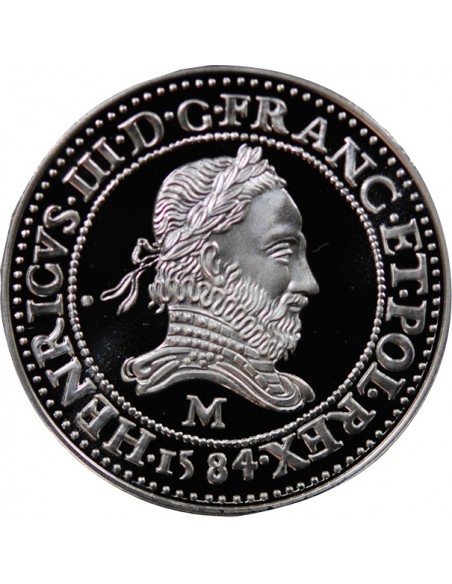 MEDAILLE ARGENT BE - REPRODUCTION FRANC AU COL FRAISE HENRI III 1584