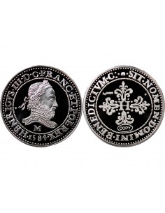 MEDAILLE ARGENT BE - REPRODUCTION FRANC AU COL FRAISE HENRI III 1584 2