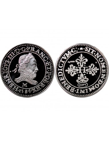 MEDAILLE ARGENT BE - REPRODUCTION FRANC AU COL FRAISE HENRI III 1584
