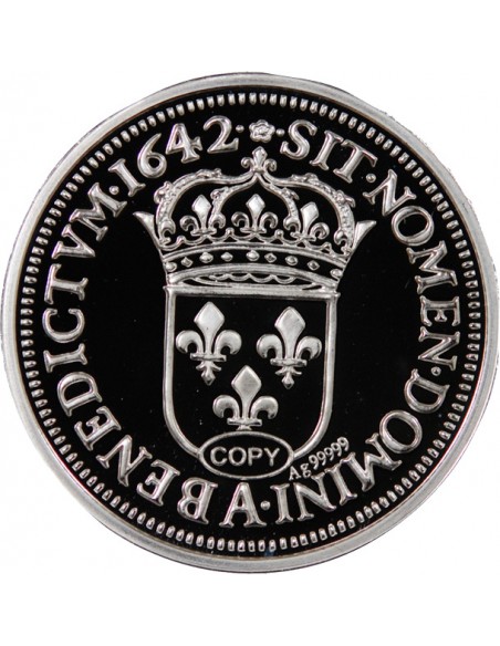 MEDAILLE ARGENT BE - REPRODUCTION ECU, LOUIS XIII 1642