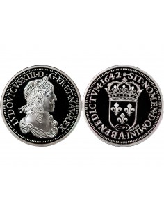 MEDAILLE ARGENT BE - REPRODUCTION ECU, LOUIS XIII 1642 2