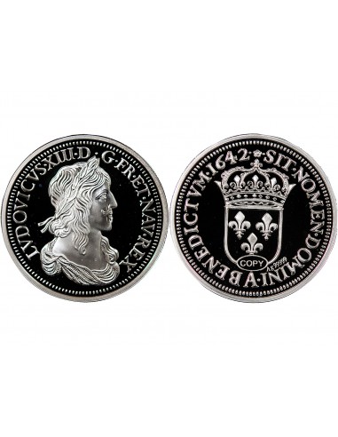 MEDAILLE ARGENT BE - REPRODUCTION ECU, LOUIS XIII 1642