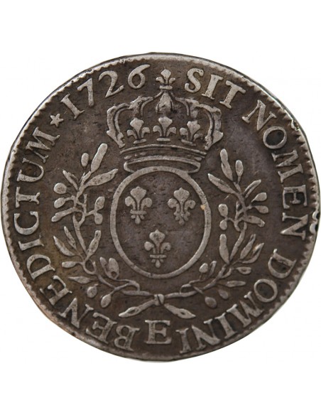 LOUIS XV - ECU AUX BRANCHES D'OLIVIER 1726 E TOURS