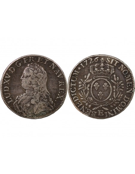 LOUIS XV - ECU AUX BRANCHES D'OLIVIER 1726 E TOURS