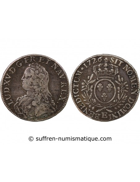 LOUIS XV - ECU AUX BRANCHES D'OLIVIER 1726 E TOURS